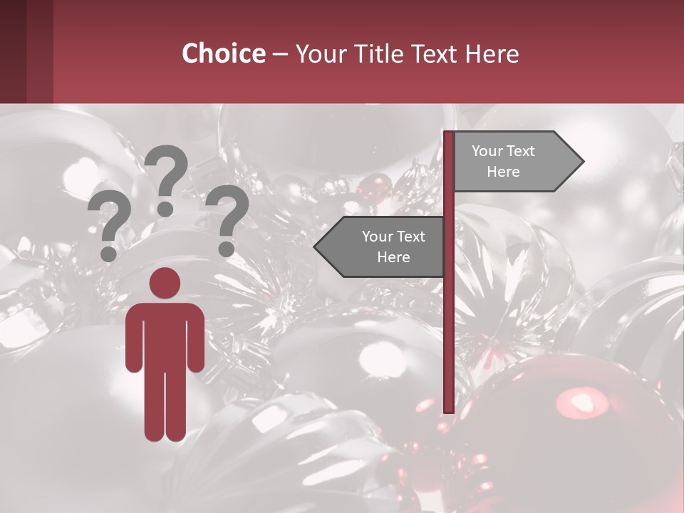 A Bunch Of Shiny Silver And Red Ornaments PowerPoint Template