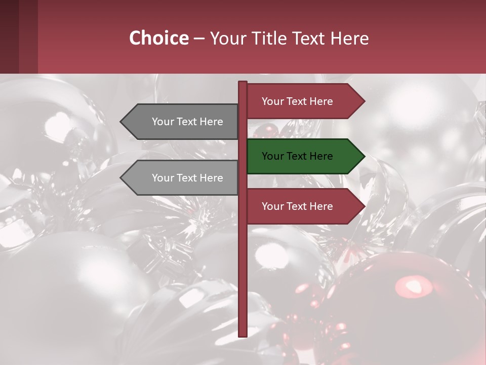 A Bunch Of Shiny Silver And Red Ornaments PowerPoint Template