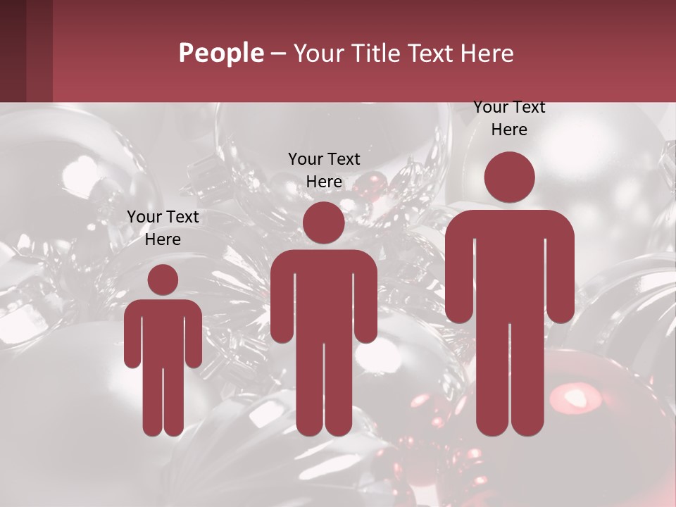 A Bunch Of Shiny Silver And Red Ornaments PowerPoint Template