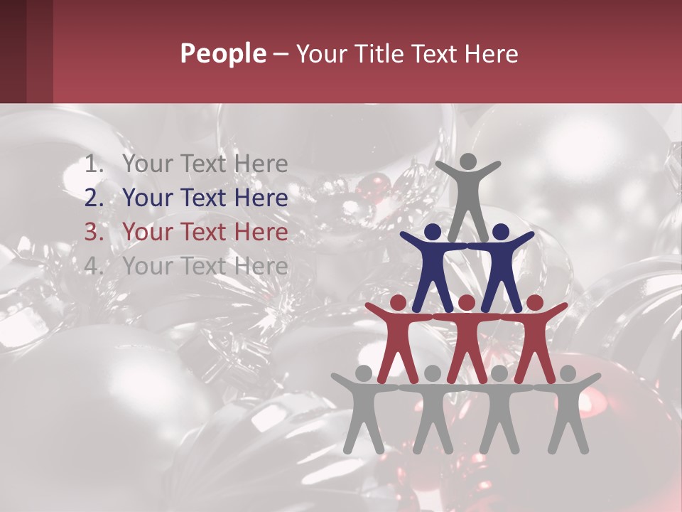 A Bunch Of Shiny Silver And Red Ornaments PowerPoint Template