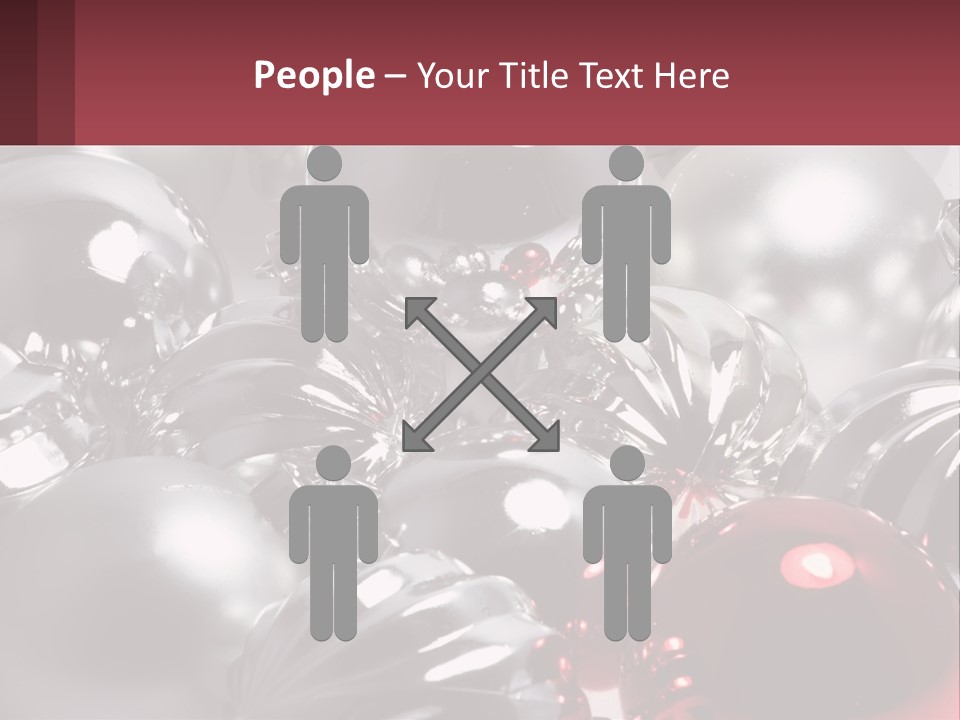 A Bunch Of Shiny Silver And Red Ornaments PowerPoint Template