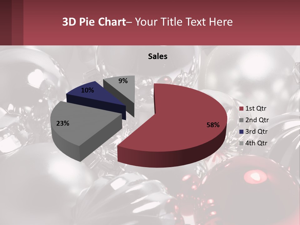 A Bunch Of Shiny Silver And Red Ornaments PowerPoint Template