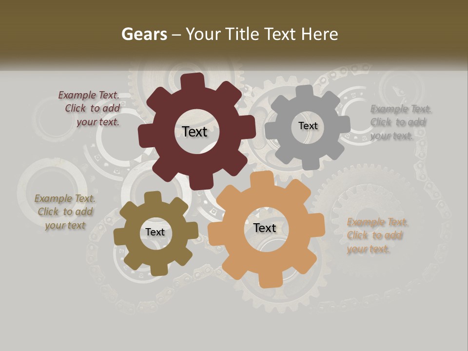 A Group Of Gears On A Black Background PowerPoint Template