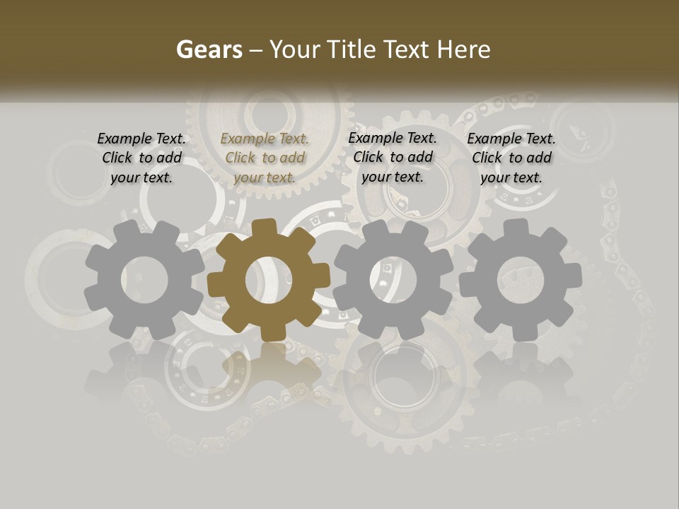 A Group Of Gears On A Black Background PowerPoint Template