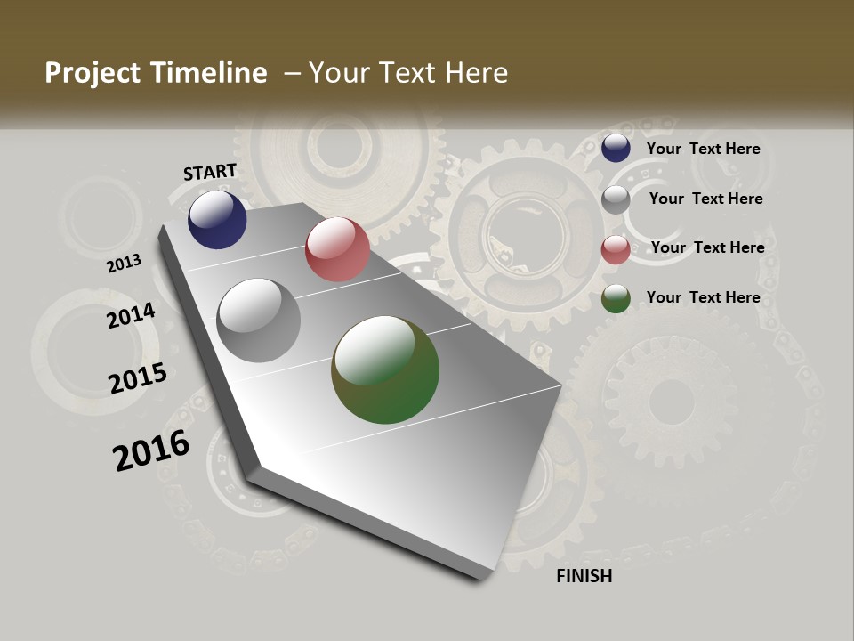 A Group Of Gears On A Black Background PowerPoint Template
