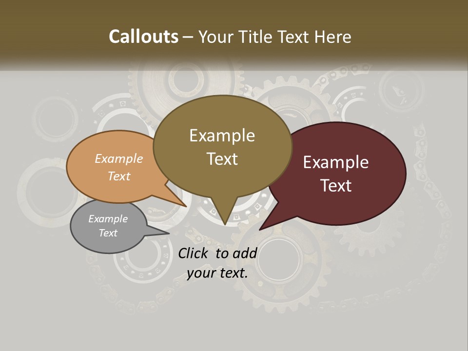 A Group Of Gears On A Black Background PowerPoint Template