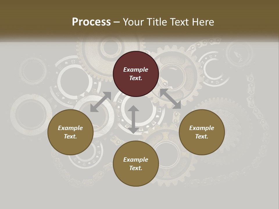 A Group Of Gears On A Black Background PowerPoint Template