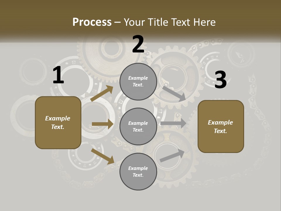 A Group Of Gears On A Black Background PowerPoint Template