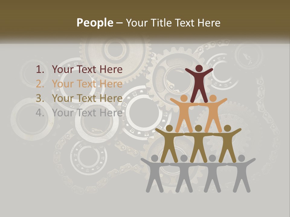 A Group Of Gears On A Black Background PowerPoint Template