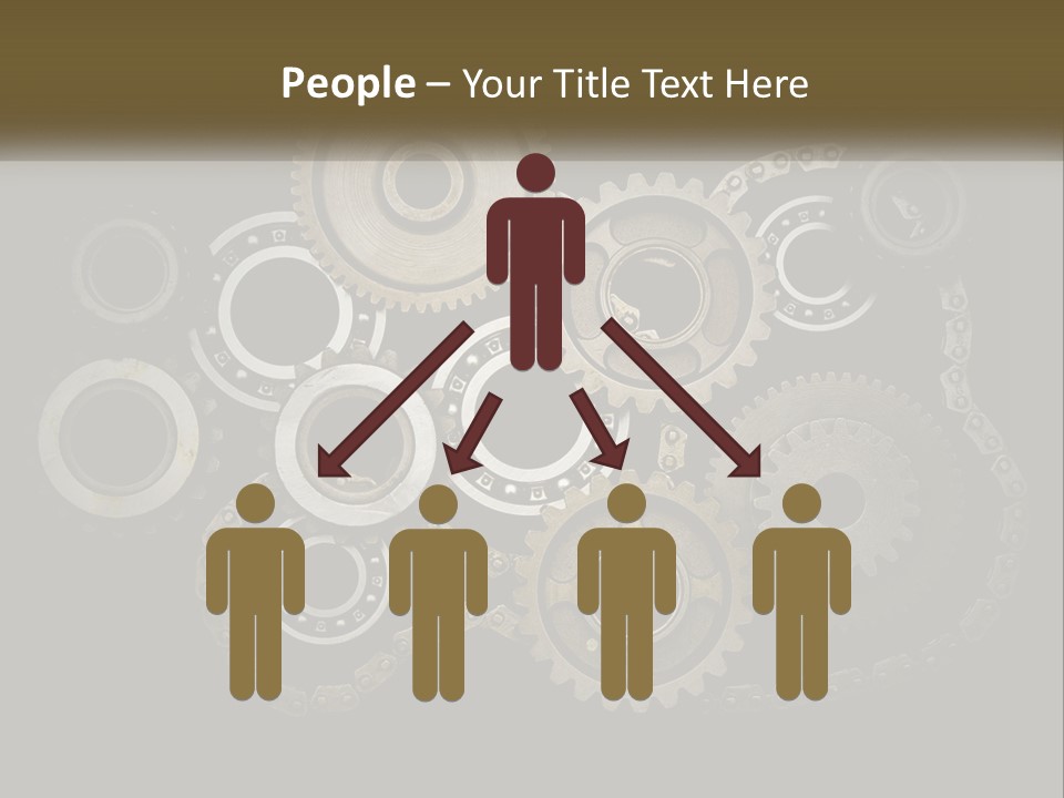 A Group Of Gears On A Black Background PowerPoint Template