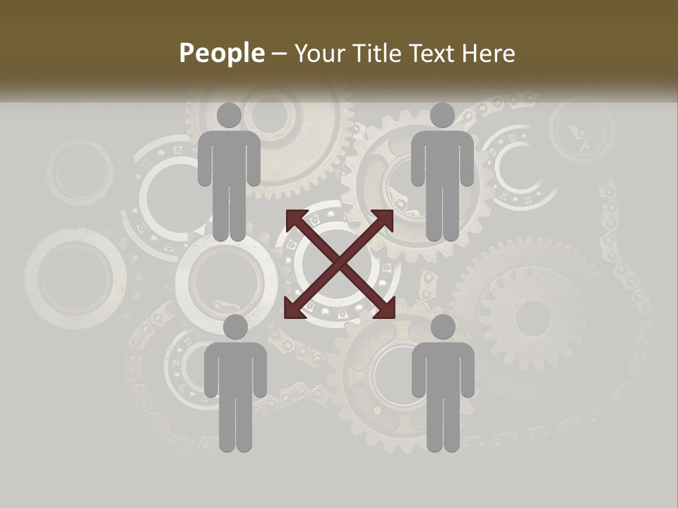 A Group Of Gears On A Black Background PowerPoint Template