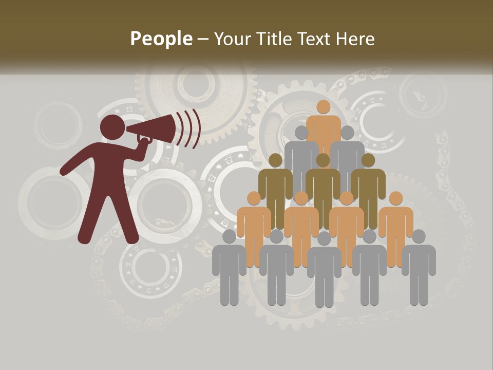 A Group Of Gears On A Black Background PowerPoint Template