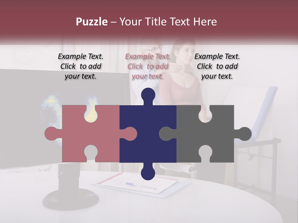 A Man And Woman Sitting In Front Of A Computer Screen PowerPoint Template