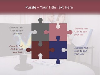 A Man And Woman Sitting In Front Of A Computer Screen PowerPoint Template