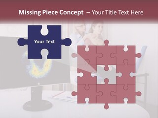 A Man And Woman Sitting In Front Of A Computer Screen PowerPoint Template