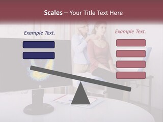 A Man And Woman Sitting In Front Of A Computer Screen PowerPoint Template