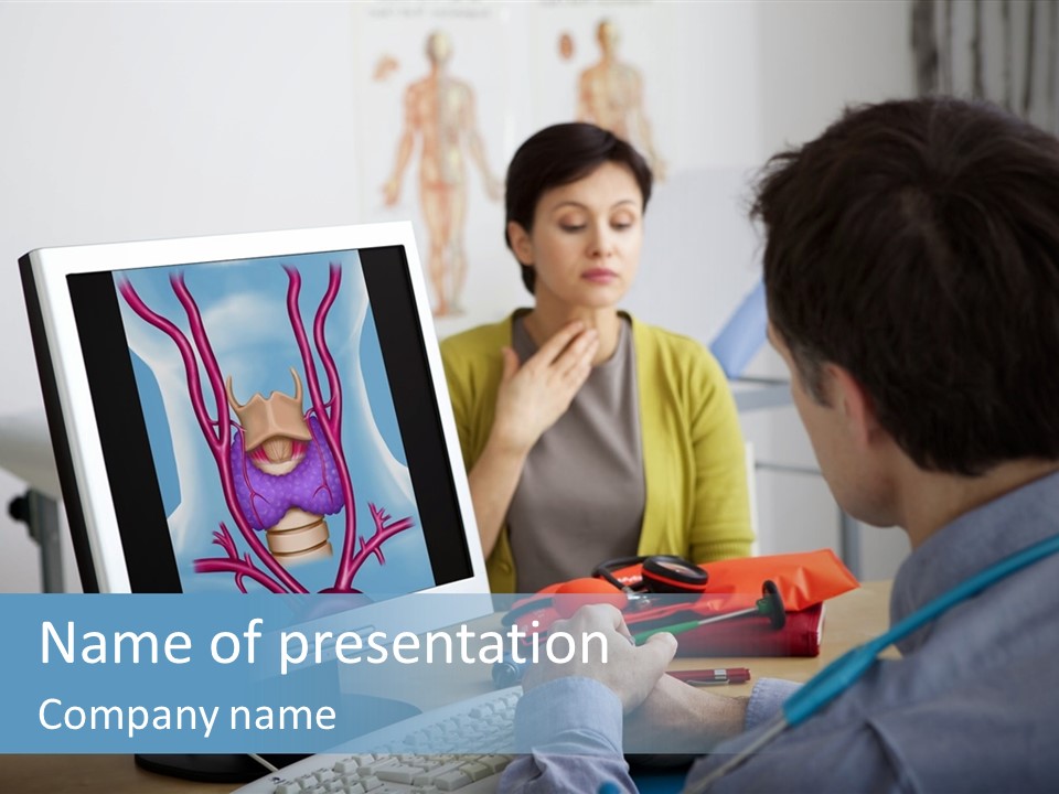 A Man And Woman Looking At A Computer Screen PowerPoint Template