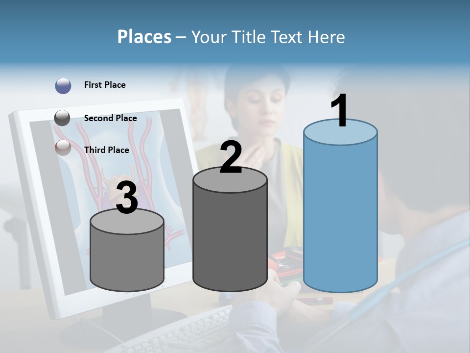 A Man And Woman Looking At A Computer Screen PowerPoint Template