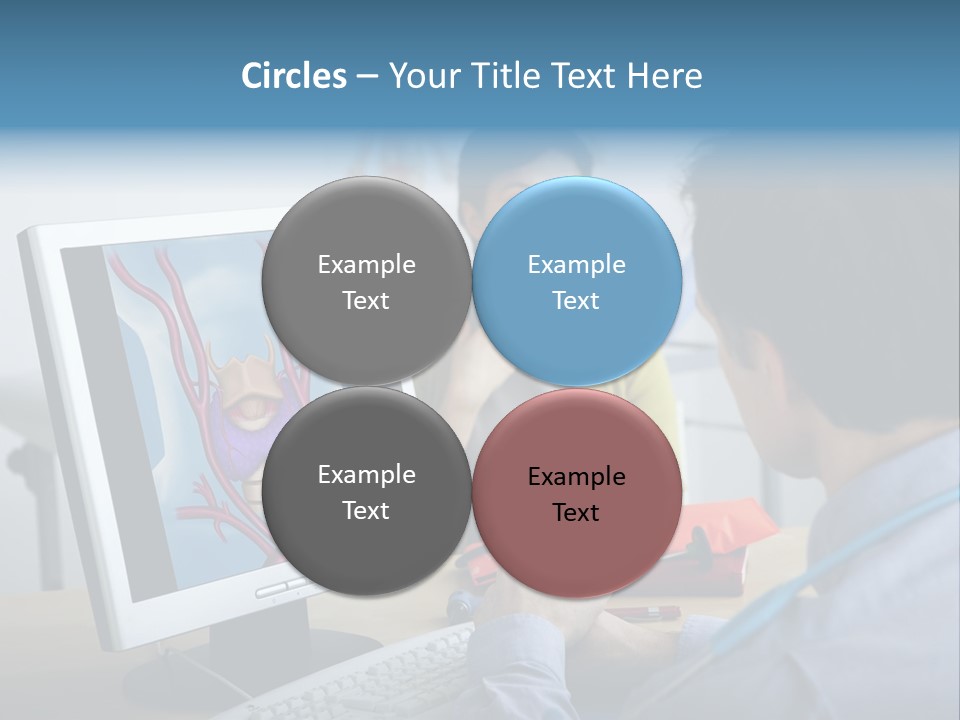 A Man And Woman Looking At A Computer Screen PowerPoint Template