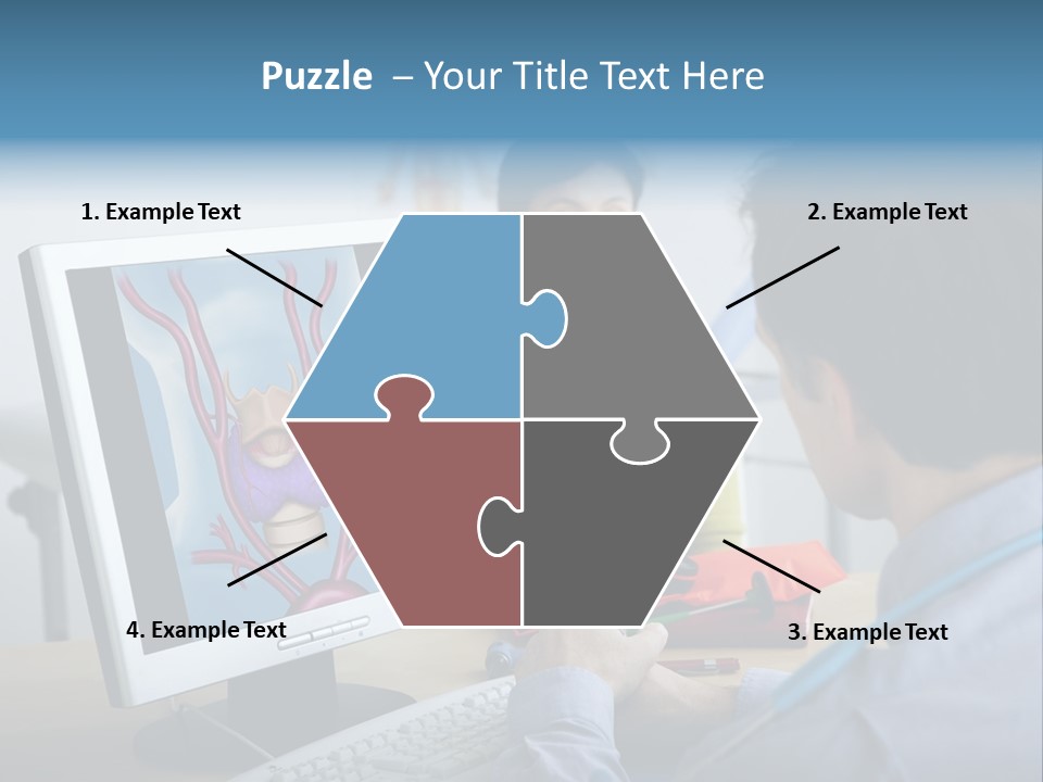 A Man And Woman Looking At A Computer Screen PowerPoint Template