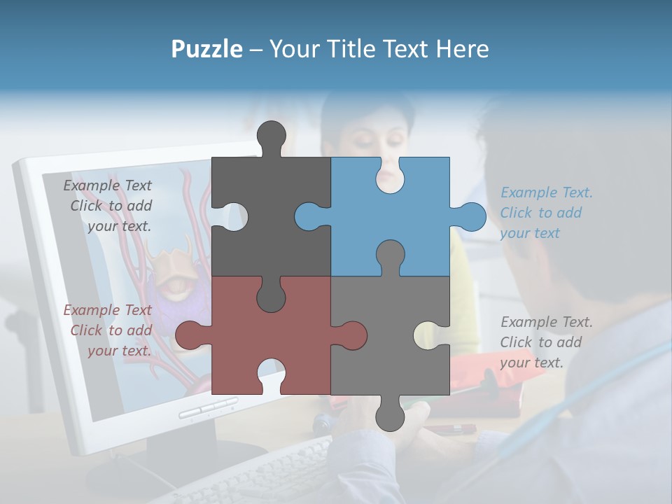 A Man And Woman Looking At A Computer Screen PowerPoint Template