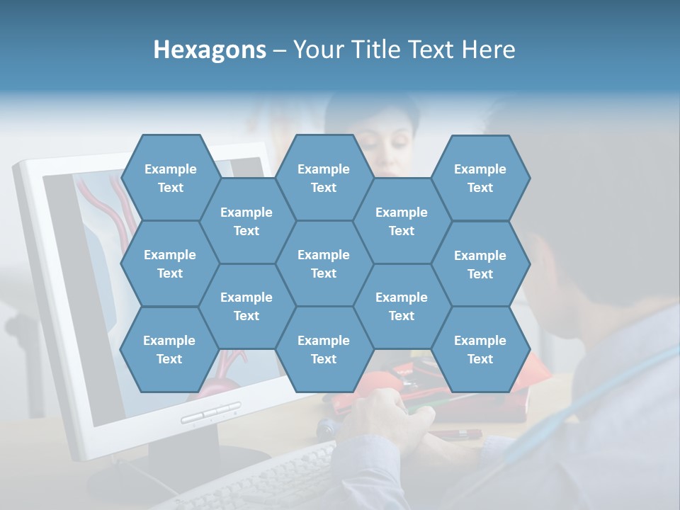 A Man And Woman Looking At A Computer Screen PowerPoint Template