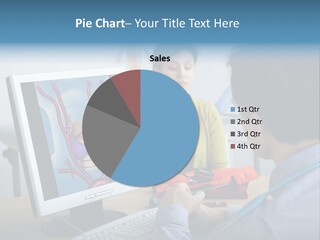 A Man And Woman Looking At A Computer Screen PowerPoint Template