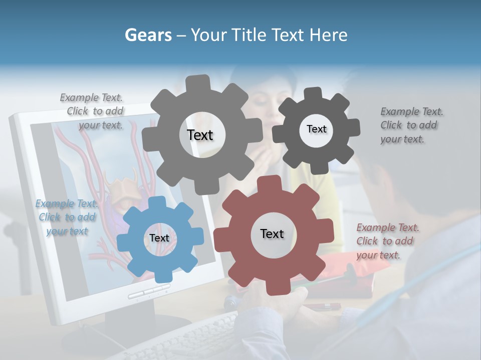 A Man And Woman Looking At A Computer Screen PowerPoint Template