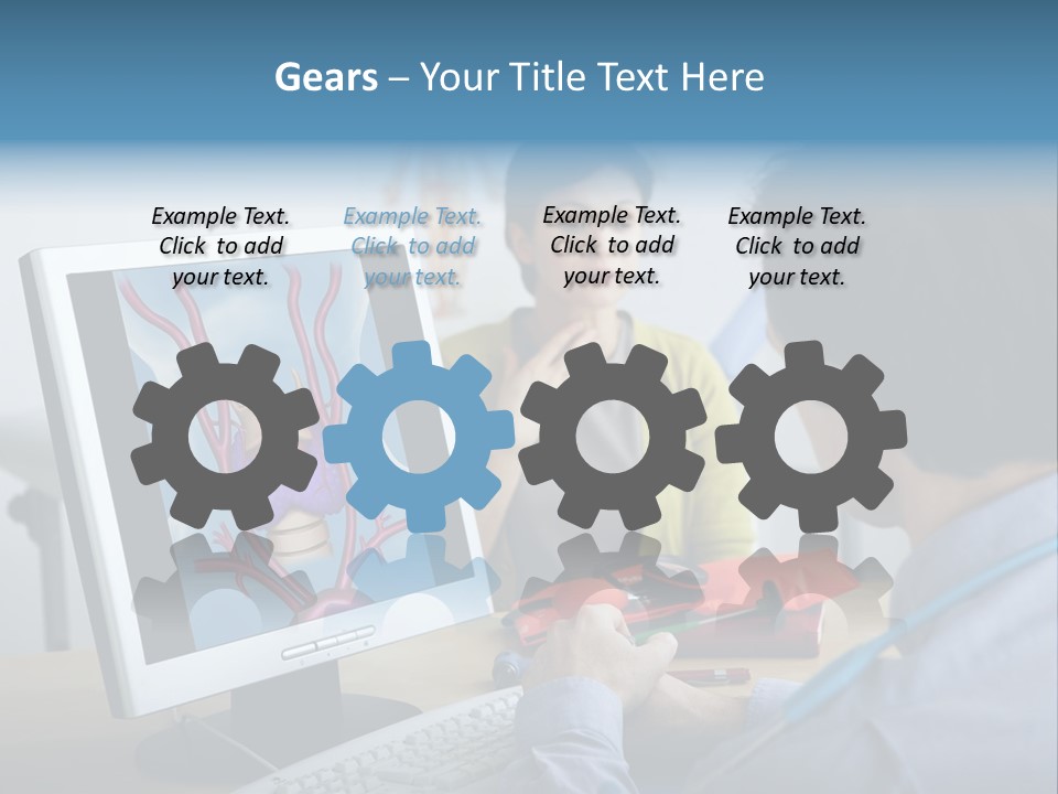 A Man And Woman Looking At A Computer Screen PowerPoint Template