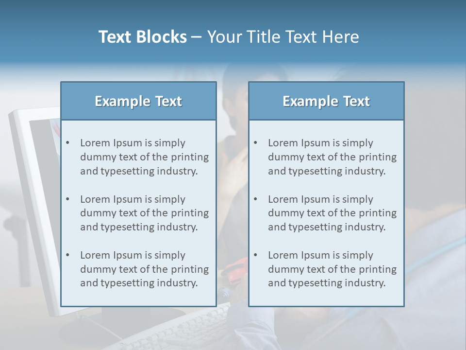 A Man And Woman Looking At A Computer Screen PowerPoint Template