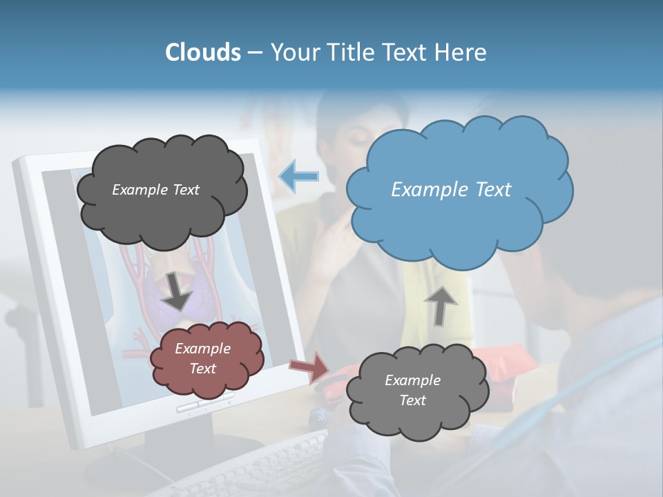 A Man And Woman Looking At A Computer Screen PowerPoint Template