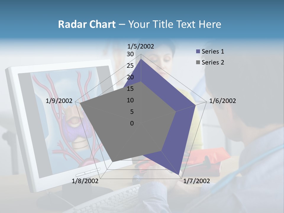A Man And Woman Looking At A Computer Screen PowerPoint Template