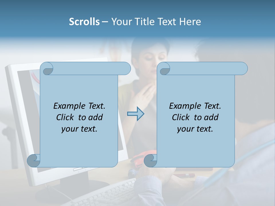 A Man And Woman Looking At A Computer Screen PowerPoint Template