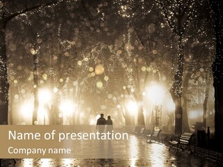 A Couple Of People Standing In The Rain PowerPoint Template