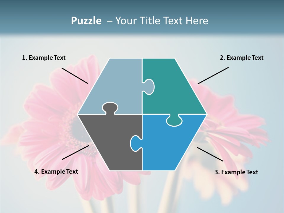 Three Pink Flowers In A Vase On A Blue Background PowerPoint Template