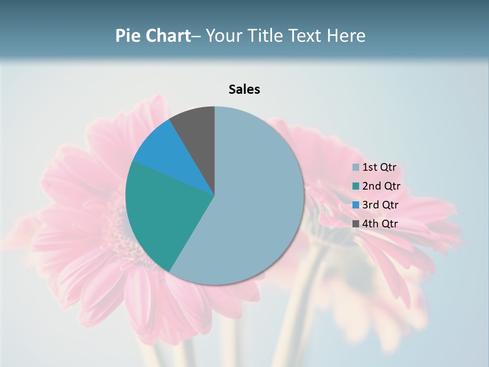 Three Pink Flowers In A Vase On A Blue Background PowerPoint Template