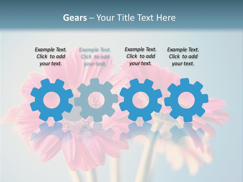 Three Pink Flowers In A Vase On A Blue Background PowerPoint Template