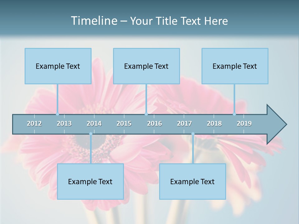 Three Pink Flowers In A Vase On A Blue Background PowerPoint Template