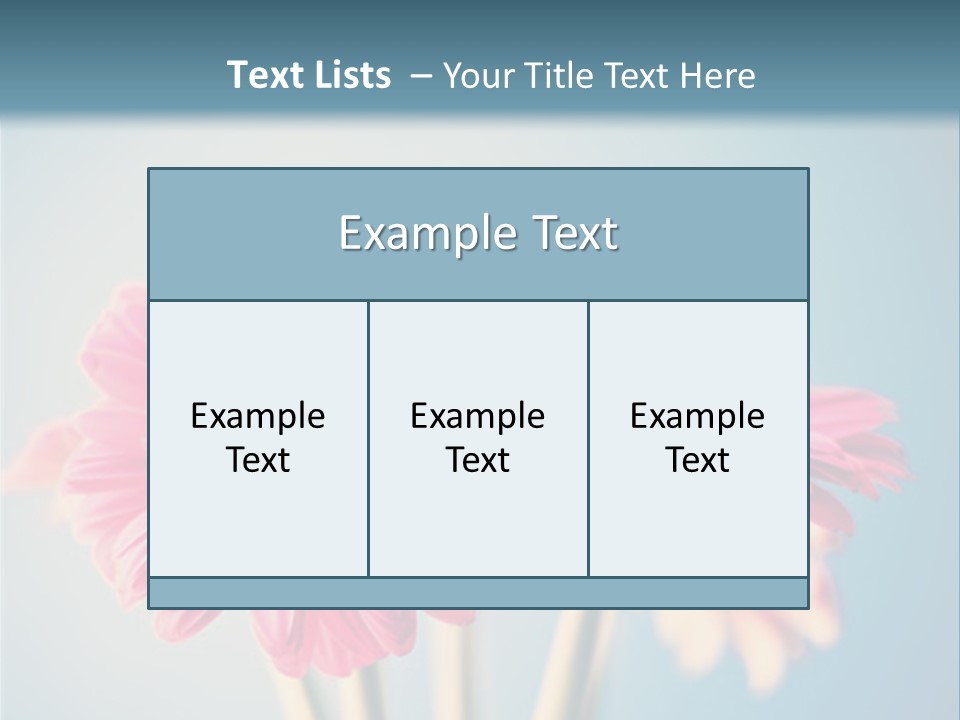 Three Pink Flowers In A Vase On A Blue Background PowerPoint Template