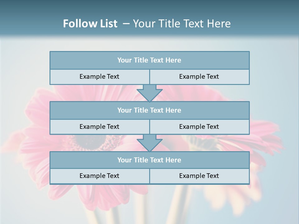 Three Pink Flowers In A Vase On A Blue Background PowerPoint Template