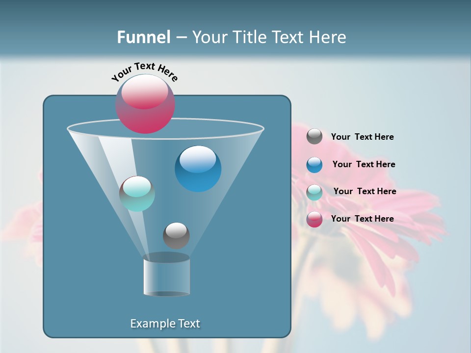 Three Pink Flowers In A Vase On A Blue Background PowerPoint Template
