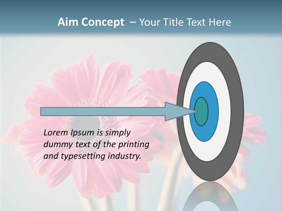 Three Pink Flowers In A Vase On A Blue Background PowerPoint Template