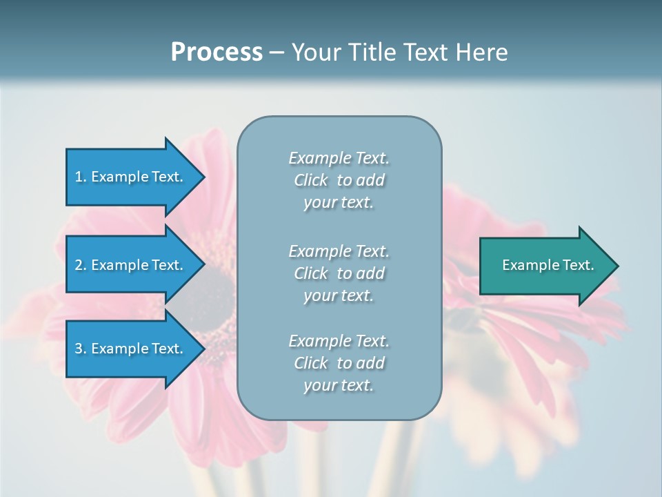 Three Pink Flowers In A Vase On A Blue Background PowerPoint Template