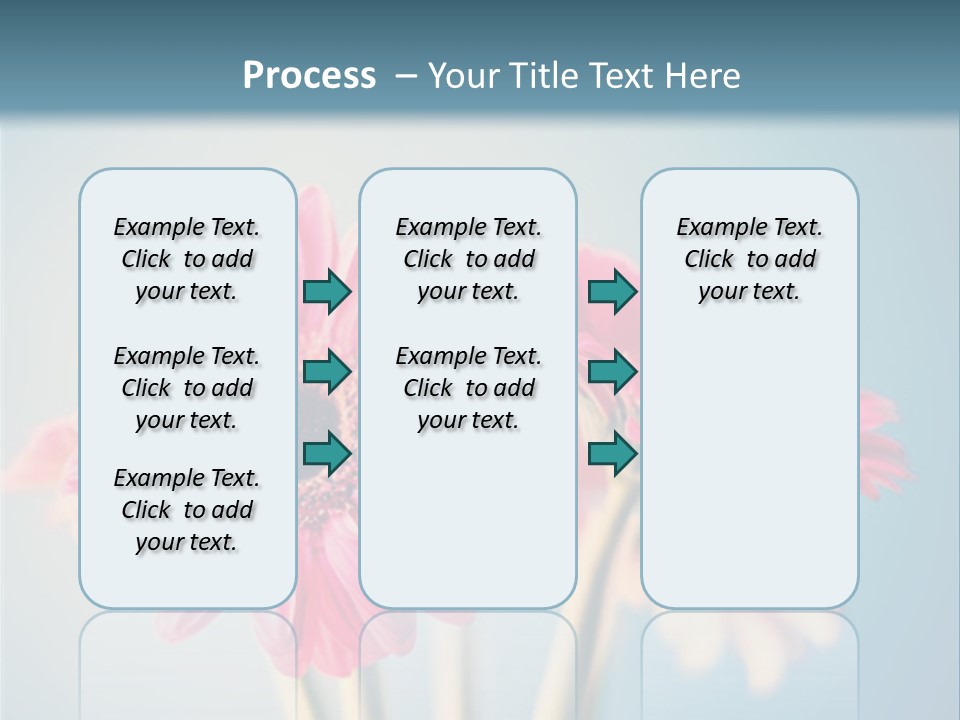 Three Pink Flowers In A Vase On A Blue Background PowerPoint Template