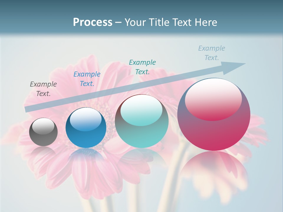 Three Pink Flowers In A Vase On A Blue Background PowerPoint Template