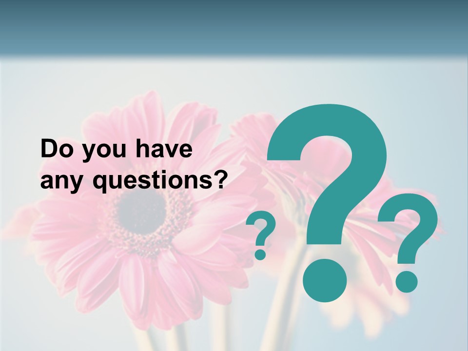 Three Pink Flowers In A Vase On A Blue Background PowerPoint Template