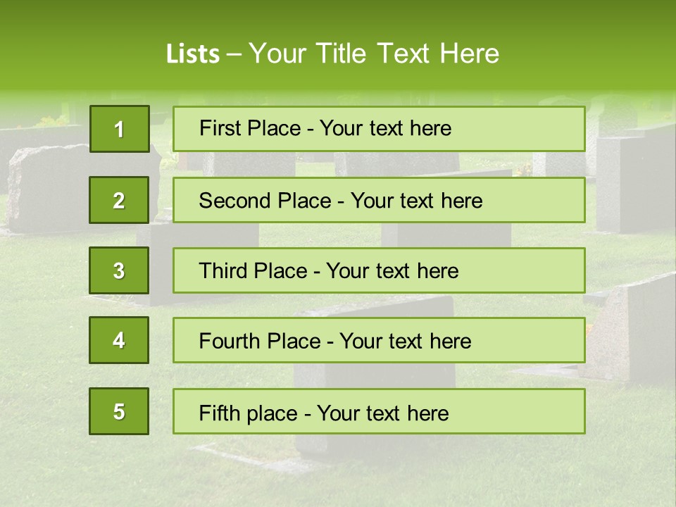 A Cemetery With Many Headstones In The Grass PowerPoint Template