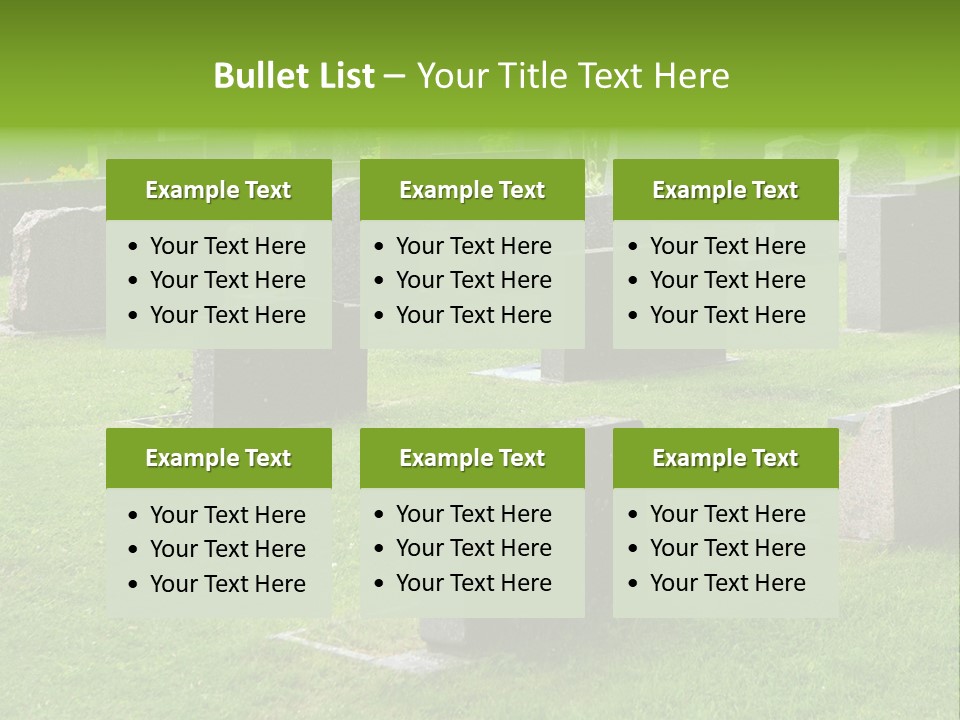 A Cemetery With Many Headstones In The Grass PowerPoint Template