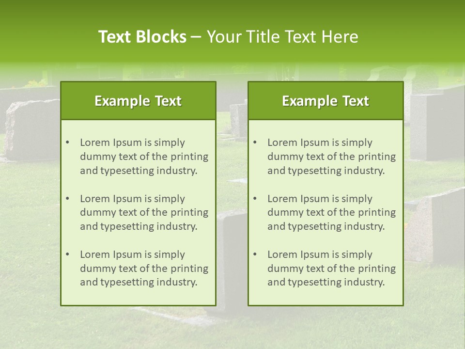 A Cemetery With Many Headstones In The Grass PowerPoint Template