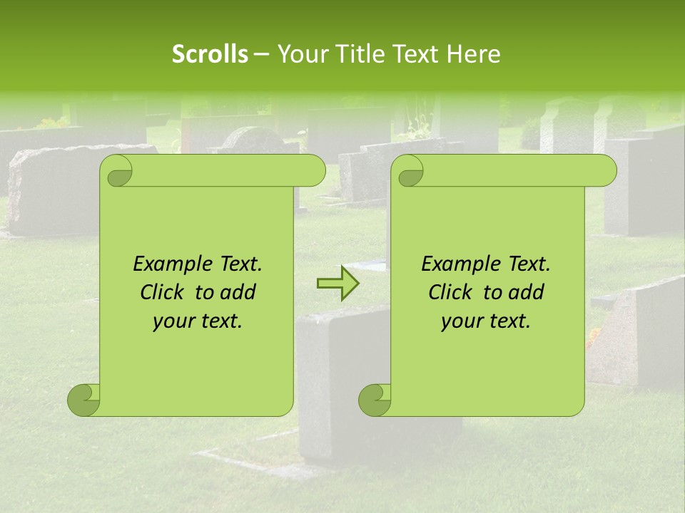 A Cemetery With Many Headstones In The Grass PowerPoint Template
